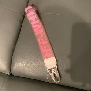 Pink off white keychain